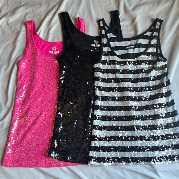 Old Navy Tank Tops Sequined Medium Lot of 3 - Picture 1 of 9
